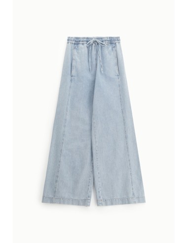 Jean à jambes larges, taille haute et cordon de serrage Dixie