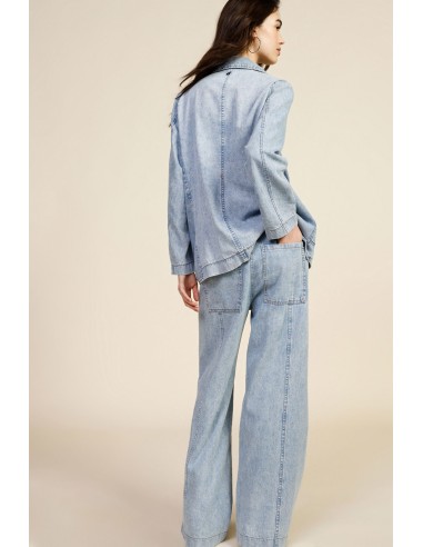 Jean à jambes larges, taille haute et cordon de serrage Dixie