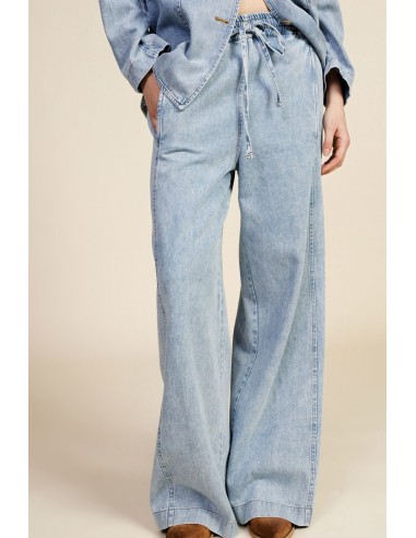 Jean à jambes larges, taille haute et cordon de serrage Dixie