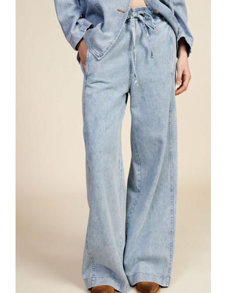 Dixie-jeans met wijde pijpen, hoge taille en trekkoord