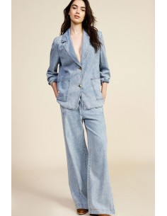 Jean à jambes larges, taille haute et cordon de serrage Dixie