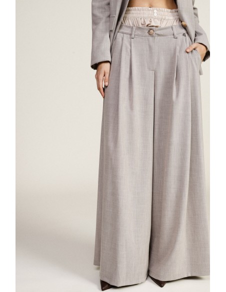 Palazzo-broek met plooien en elastische taille Dixie