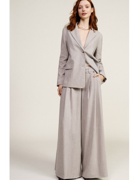 Pantalon palazzo plissé à taille élastiquée Dixie