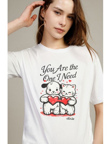 T-shirt à manches courtes imprimé de cœurs Dixie