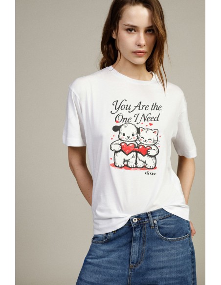 T-shirt à manches courtes imprimé de cœurs Dixie