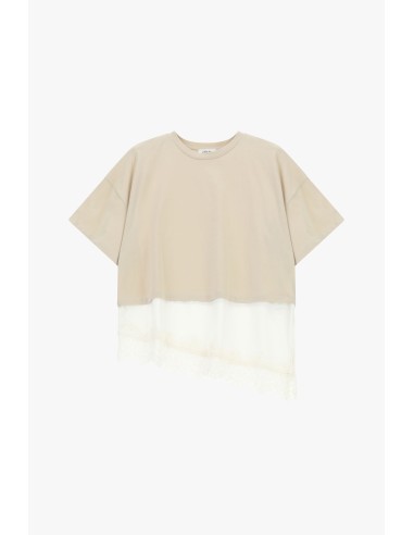 T-Shirt à ourlet asymétrique et dentelle Dixie