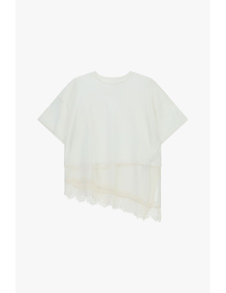 T-Shirt à ourlet asymétrique et dentelle Dixie