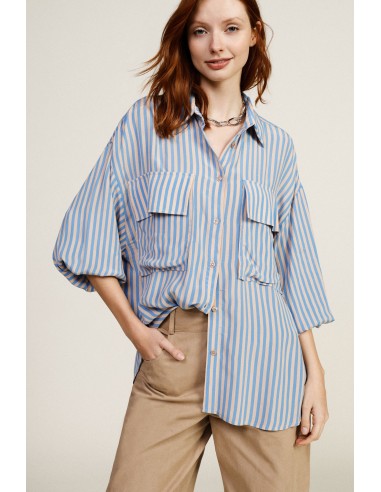 Oversized gestreept overhemd met borstzakken Dixie