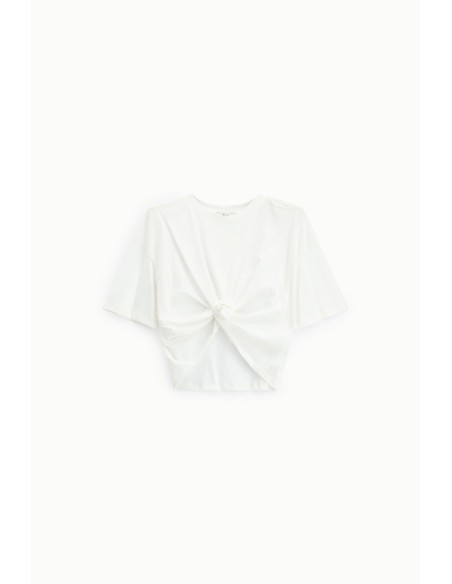 Dixie T-shirt met korte mouwen en centrale knoop