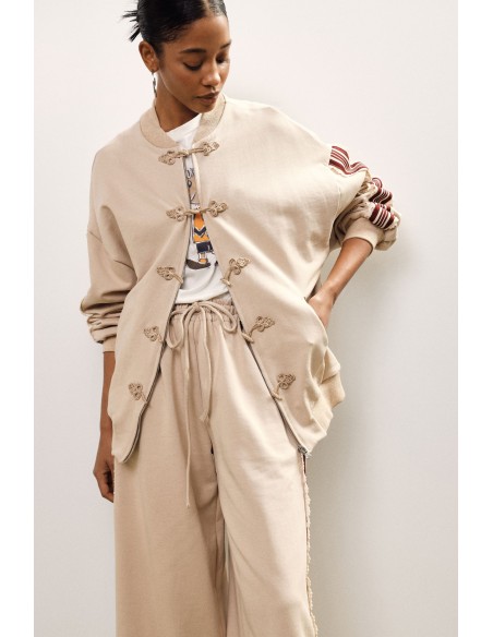 Sweatshirt met rits, gevlochten details en borduursel op de mouwen Dixie