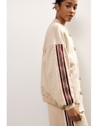 Sweat zippé, détails tressés sur les manches, broderie Dixie