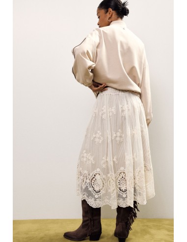 Jupe midi plissée avec broderie florale Dixie