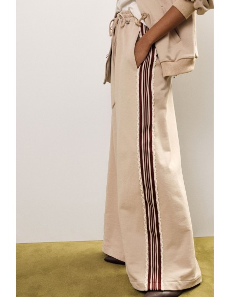 Pantalon palazzo avec bandes latérales et cordon Dixie
