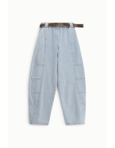 Jean balloon avec ceinture décorative à la taille 2