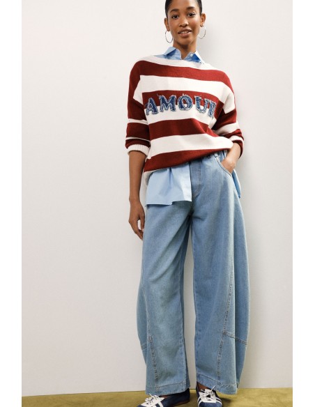 Jean balloon avec taille élastiquée et coutures courbes Dixie