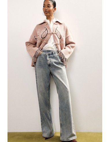 Dixie jeans met wijde pijpen, vijf zakken en normale taille
