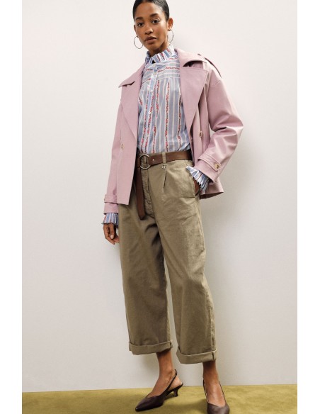 Pantalon palazzo avec ceinture et revers Dixie