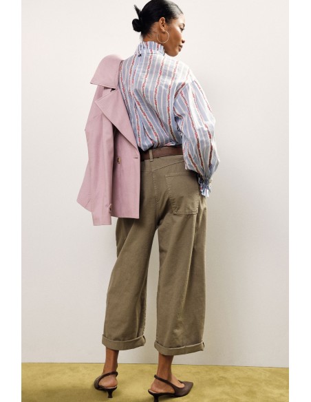 Pantalon palazzo avec ceinture et revers Dixie