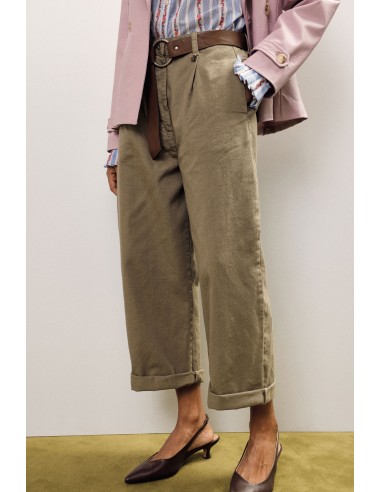 Pantalon palazzo avec ceinture et revers Dixie