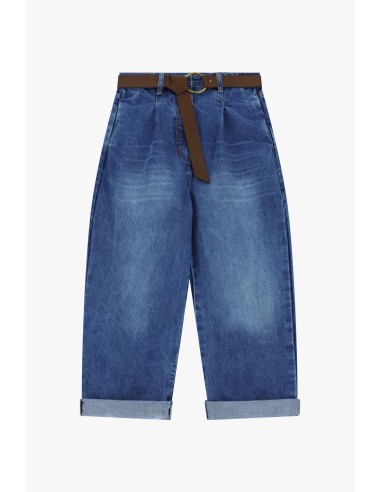 Jean baggy taille haute avec ceinture en tissu Dixie