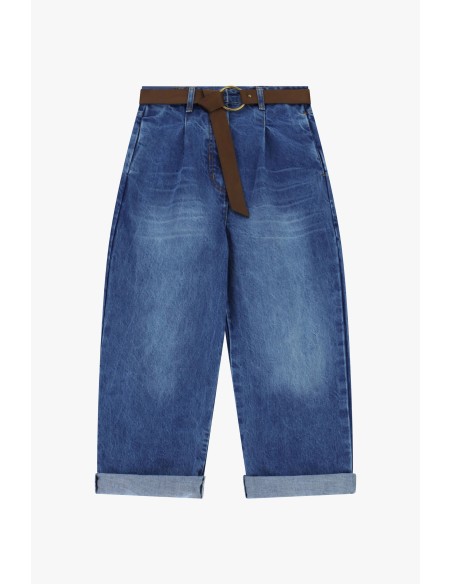 Baggy jeans met hoge taille en riem van Dixie-stof