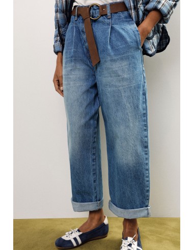 Baggy jeans met hoge taille en riem van Dixie-stof