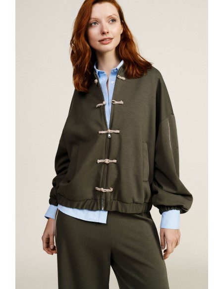 Dixie bomberjack met knopen in knoopstijl en wijde mouwen