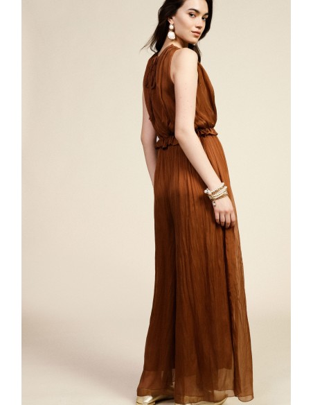 Mouwloze jumpsuit met V-hals en gerimpelde taille Dixie