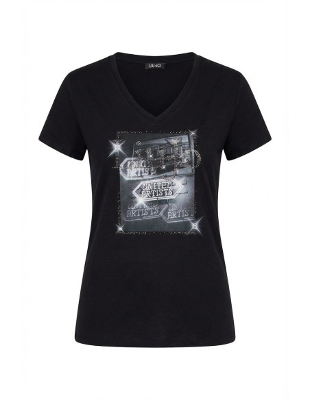 T-shirt met print en strass van Liu Jo