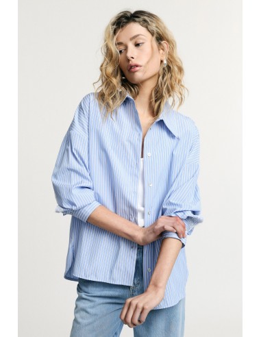 Gestreepte blouse met kanten details en een losse pasvorm, alstublieft