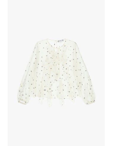 Blouse à pois avec volant et manches longues Please
