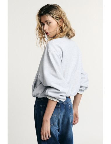Korte sweatshirt met rits, zakken en gerimpelde manchetten, alsjeblieft