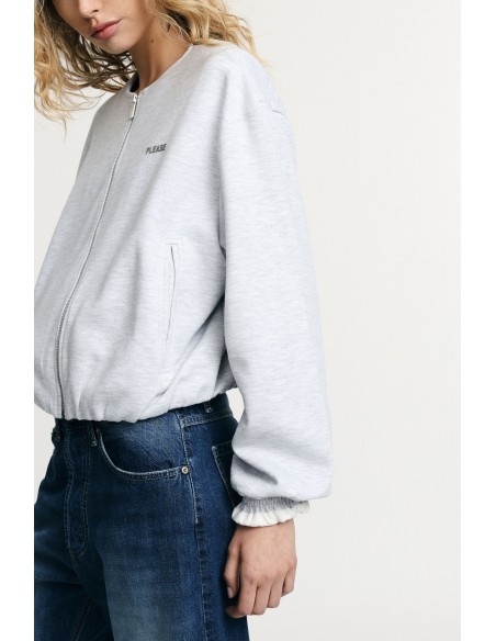 Sweatshirt court zippé avec poches et poignets Please
