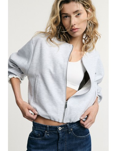 Sweatshirt court zippé avec poches et poignets Please