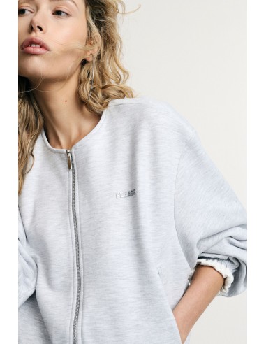 Sweatshirt court zippé avec poches et poignets Please