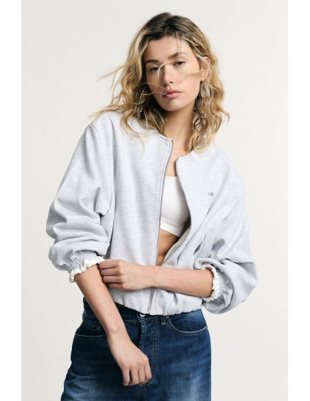 Sweatshirt court zippé avec poches et poignets Please