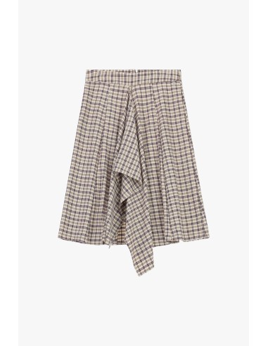 Asymmetrische midi-rok met hoge taille en ruitpatroon, alstublieft