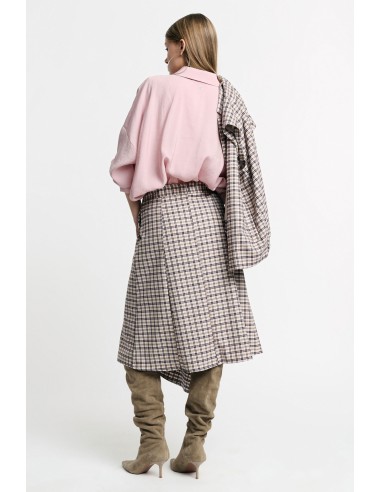 Jupe midi à taille haute et à carreaux asymétriques Please
