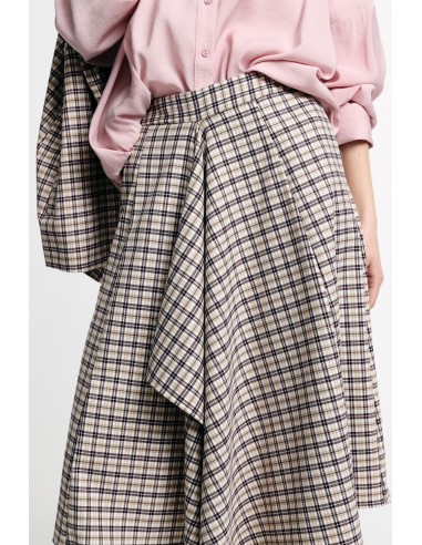 Asymmetrische midi-rok met hoge taille en ruitpatroon, alstublieft