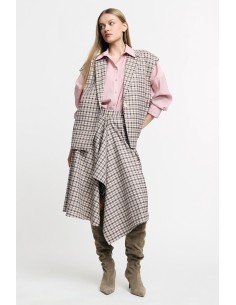 Jupe midi à taille haute et à carreaux asymétriques Please