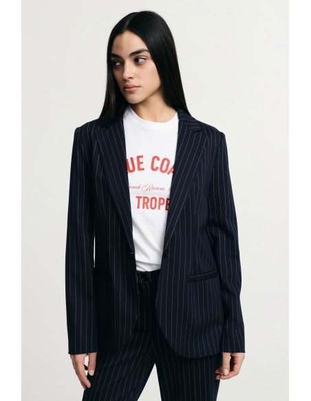 Blazer rayé à coupe régulière avec poches passepoilées Please