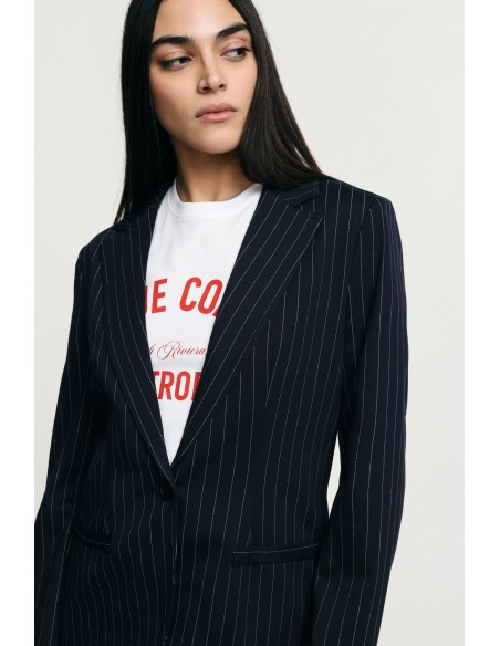 Blazer rayé à coupe régulière avec poches passepoilées Please