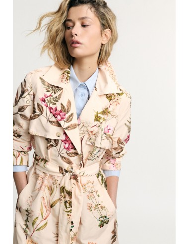 Trench-coat à imprimé floral avec ceinture et boutons Please