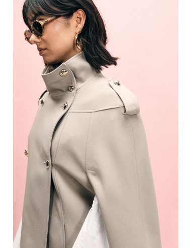 Manteau cape à double boutonnage avec épaulettes Please