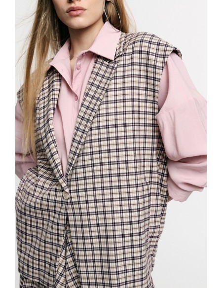 Gilet avec motif à carreaux et fermeture à boutons Please