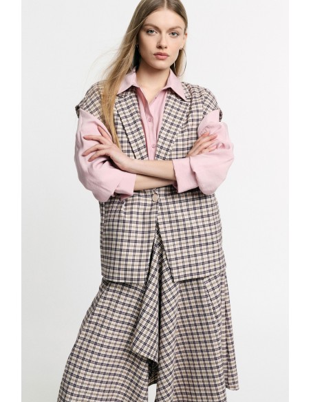 Gilet avec motif à carreaux et fermeture à boutons Please