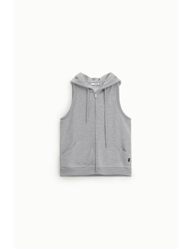 Please Sleeveless Zip Front Hoodie