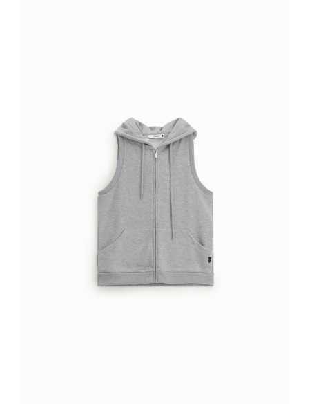 Mouwloze hoodie met ritssluiting aan de voorkant alstublieft