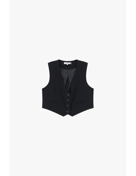 Gilet court avec boutons et poches sur le devant Please