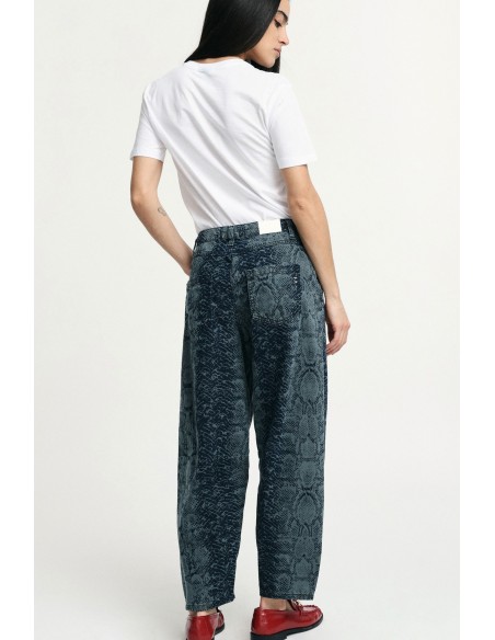 Balloon-jeans met slangenprint en hoge taille alstublieft